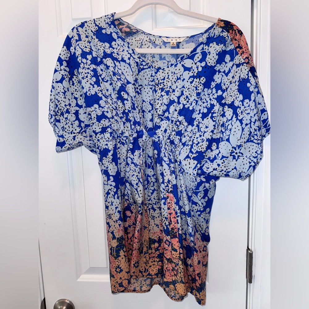 CAbi Blue and Light Blue Floral Print Dress